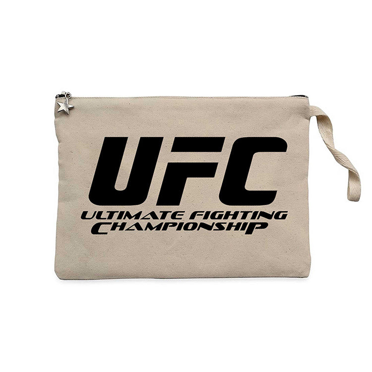 UFC LOGO Ultimate Championship Krem Clutch Astarlı Cüzdan / El Çantası