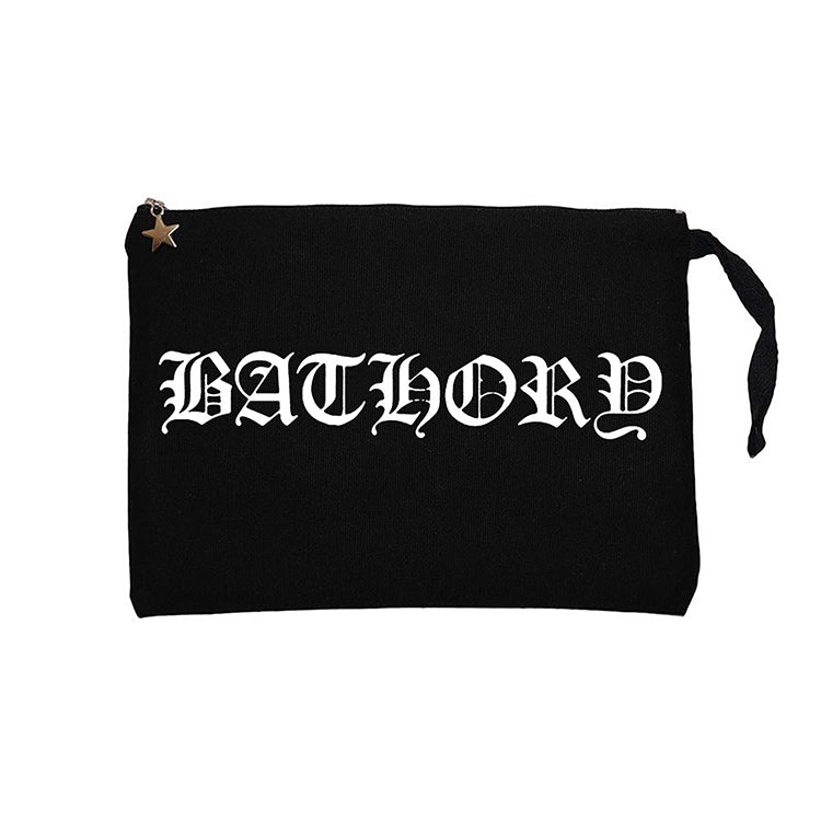 Bathory Logo Siyah Clutch Astarlı Cüzdan / El Çantası
