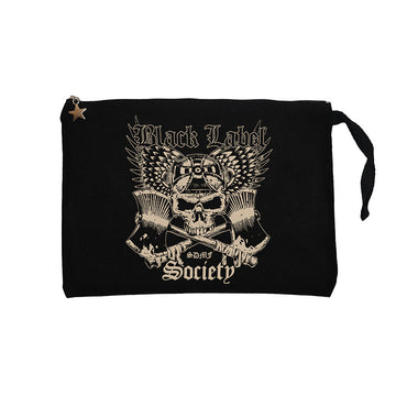 Black Label Society Skull Classic Siyah Clutch Astarlı Cüzdan / El Çantası