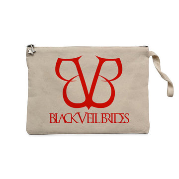 Black Veil Brides Band Logo Krem Clutch Astarlı Cüzdan / El Çantası