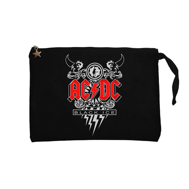 AC DC Black Ice Design Siyah Clutch Astarlı Cüzdan / El Çantası