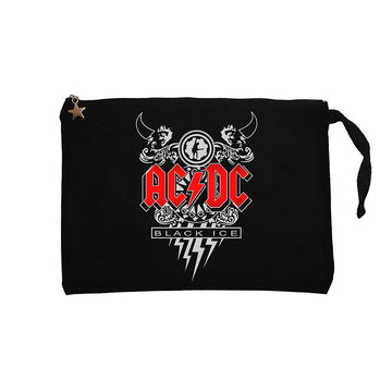 AC DC Black Ice Design Siyah Clutch Astarlı Cüzdan / El Çantası