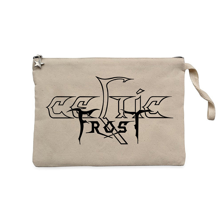 Celtic Frost Logo Krem Clutch Astarlı Cüzdan / El Çantası