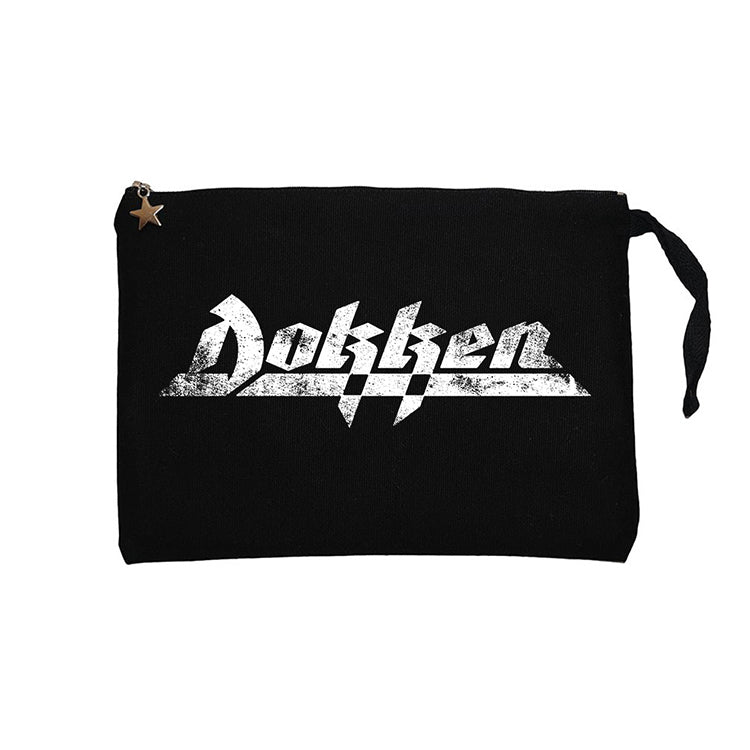 Dokken Logo Siyah Clutch Astarlı Cüzdan / El Çantası