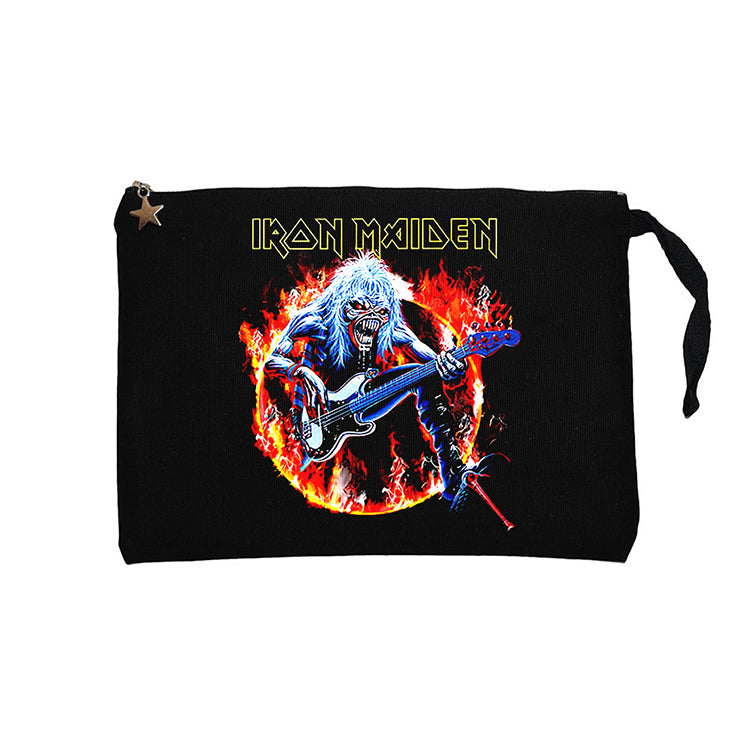Iron Maiden Fire Siyah Clutch Astarlı Cüzdan / El Çantası