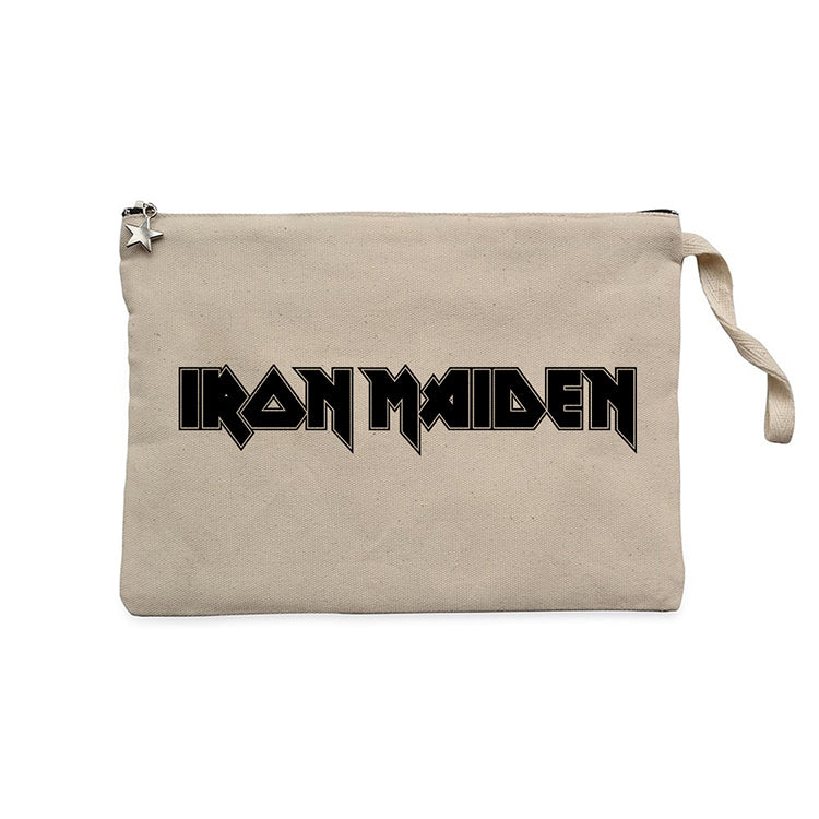 Iron Maiden Logo Krem Clutch Astarlı Cüzdan / El Çantası