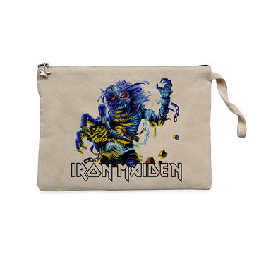 Iron Maiden Sleeve Krem Clutch Astarlı Cüzdan / El Çantası