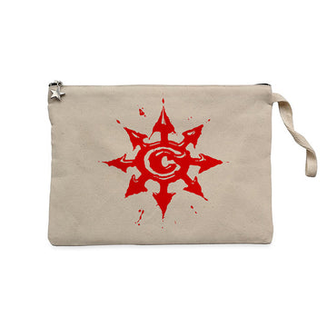 Chimaira Logo Red Krem Clutch Astarlı Cüzdan / El Çantası
