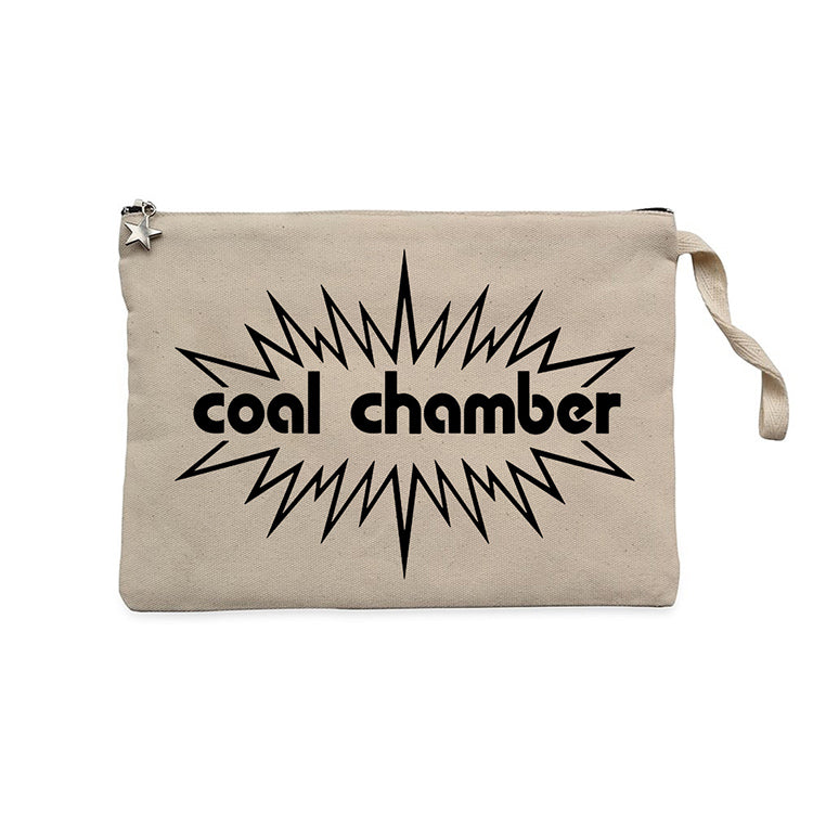 Coal Chamber Logo Krem Clutch Astarlı Cüzdan / El Çantası