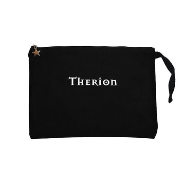 Therion Logo Siyah Clutch Astarlı Cüzdan / El Çantası