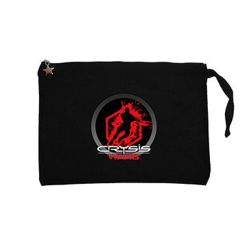 Crysis Wars Logo Siyah Clutch Astarlı Cüzdan / El Çantası