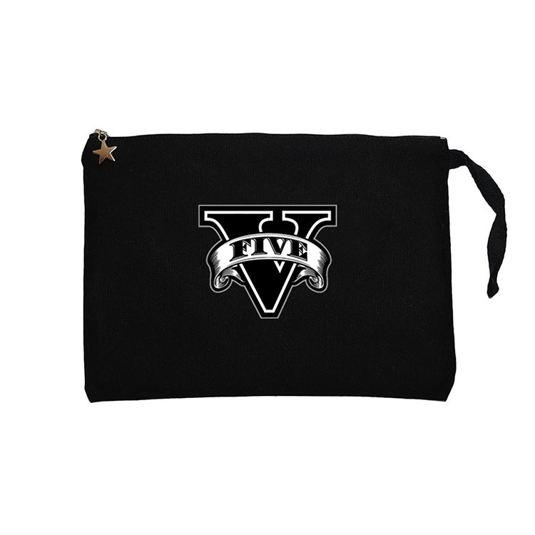 GTA Five Black Logo Krem Clutch Astarlı Cüzdan / El Çantası
