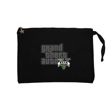 Grand Theft Auto Cobweb Logo Siyah Clutch Astarlı Cüzdan / El Çantası
