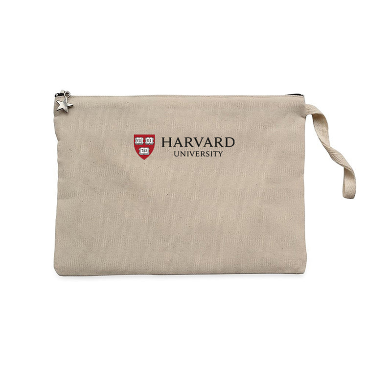 Harvard University Logo Text Krem Clutch Astarlı Cüzdan / El Çantası