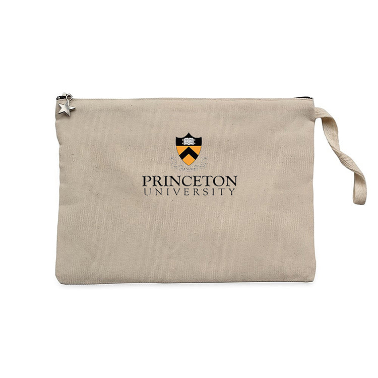 Princeton University Text Logo Krem Clutch Astarlı Cüzdan / El Çantası