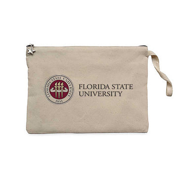 Florida State University Logo Krem Clutch Astarlı Cüzdan / El Çantası