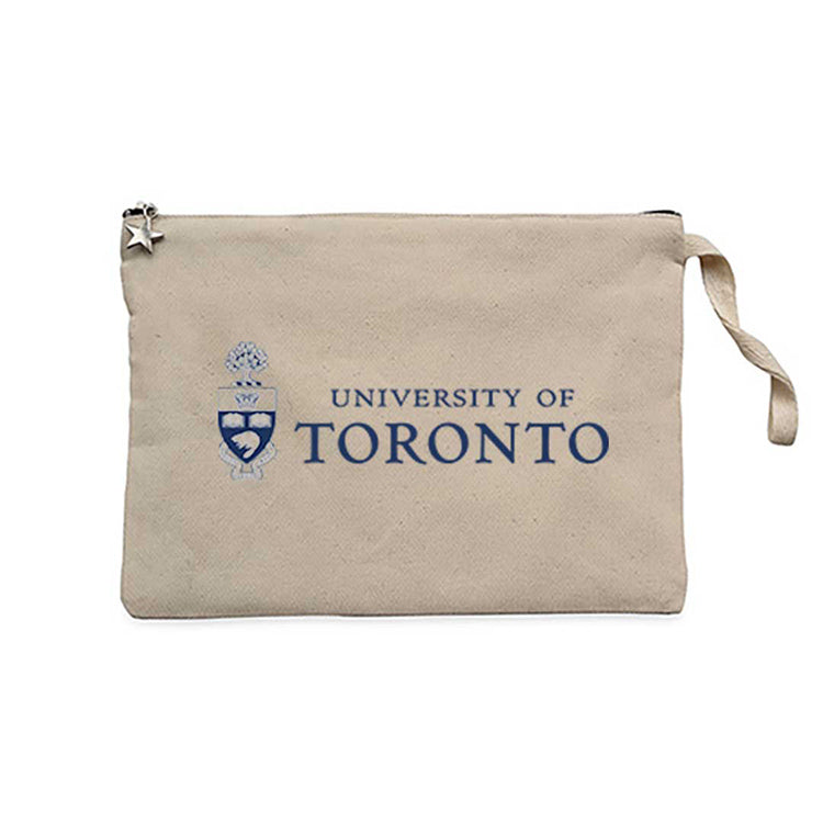 Toronto University Logo Krem Clutch Astarlı Cüzdan / El Çantası