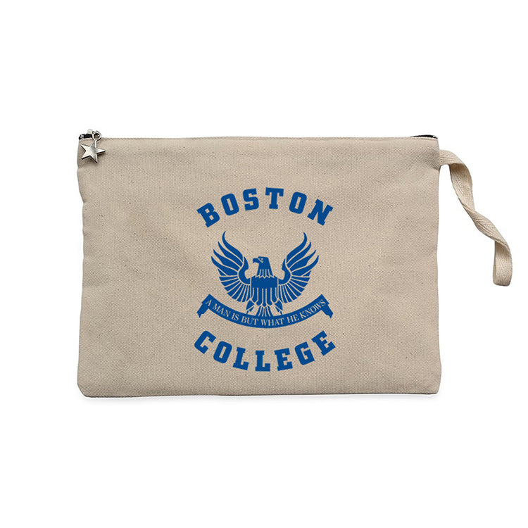 Boston College Logo Krem Clutch Astarlı Cüzdan / El Çantası