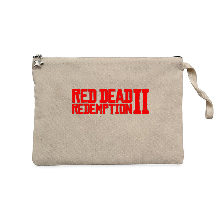 Red Dead Redemption 2 Red Text Krem Clutch Astarlı Cüzdan / El Çantası