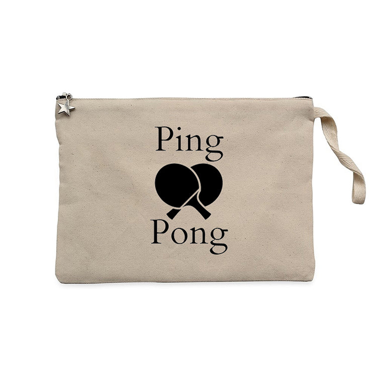 Ping Pong Racket Design Black Krem Clutch Astarlı Cüzdan / El Çantası