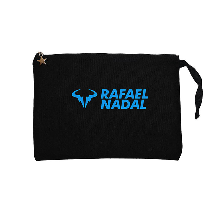 Rafael Nadal Blue Logo Text Siyah Clutch Astarlı Cüzdan / El Çantası