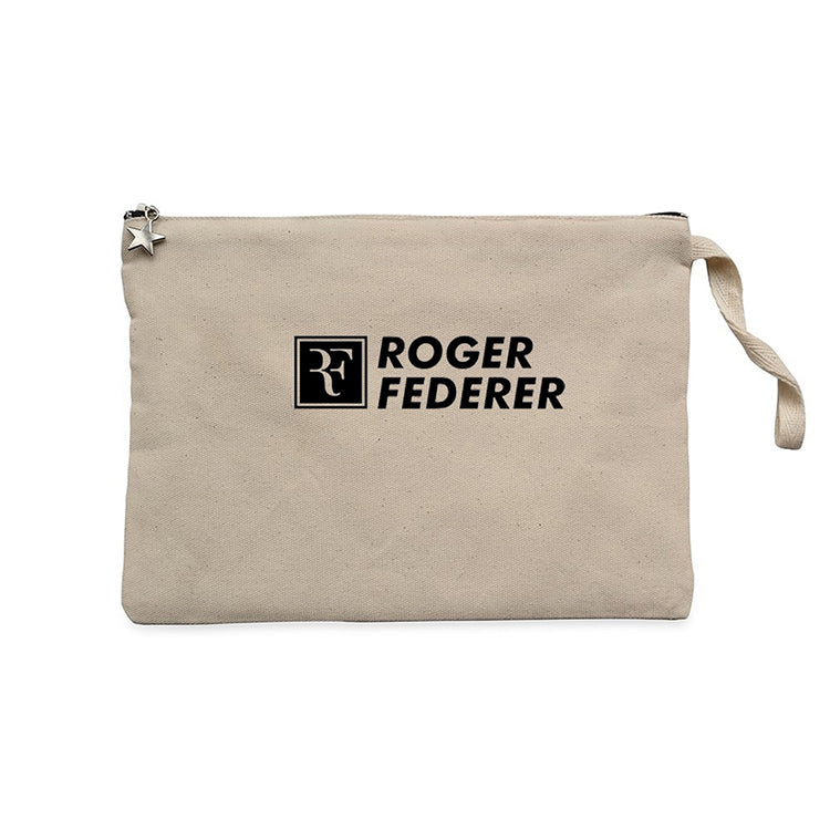 Roger Federer Text Krem Clutch Astarlı Cüzdan / El Çantası