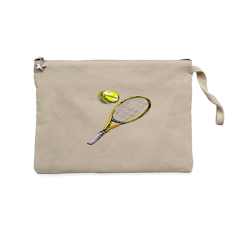 Tennis Rackets Classic Krem Clutch Astarlı Cüzdan / El Çantası