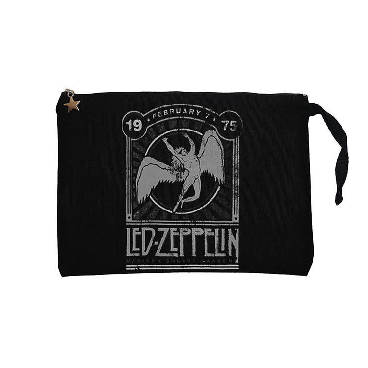 Led Zeppelin 1975 Siyah Clutch Astarlı Cüzdan / El Çantası