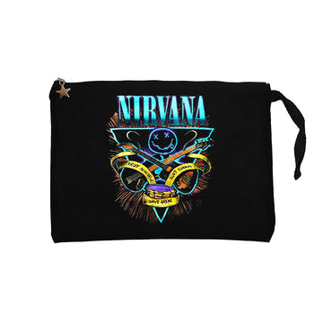 Nirvana Poster Siyah Clutch Astarlı Cüzdan / El Çantası