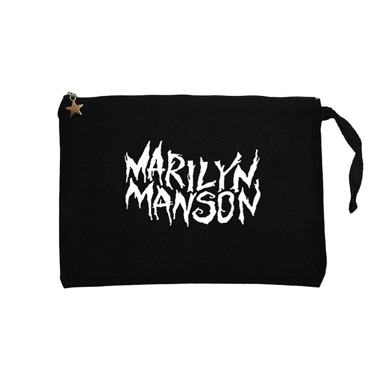Marilyn Manson Iconic Text Siyah Clutch Astarlı Cüzdan / El Çantası