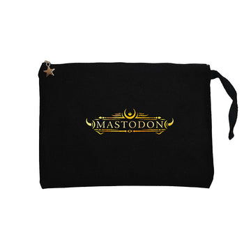 Mastodon Logo Siyah Clutch Astarlı Cüzdan / El Çantası