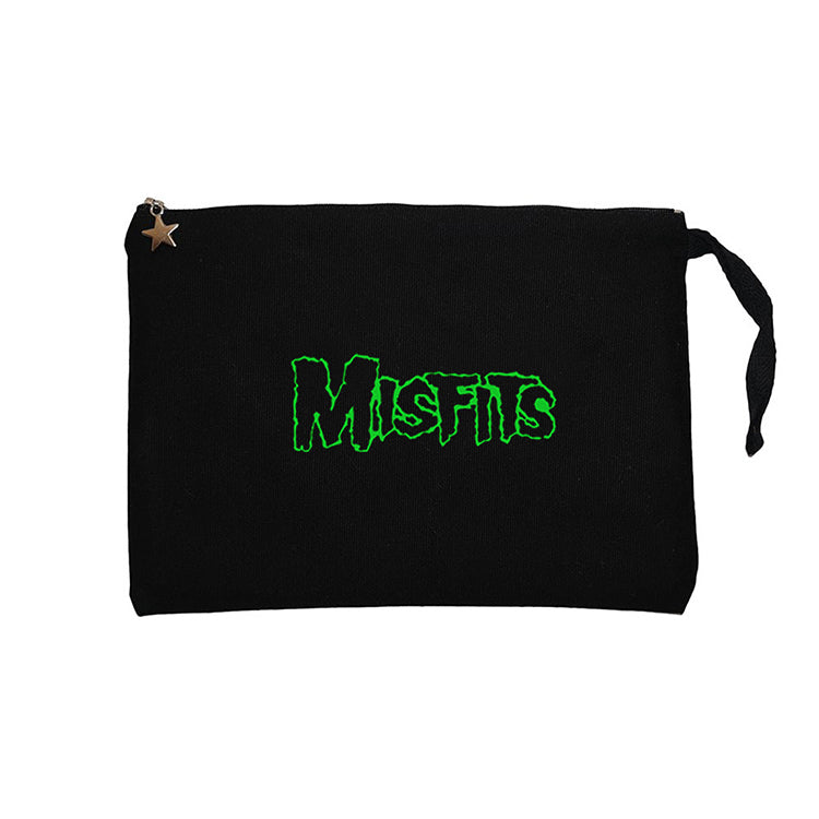 Misfits Logo Green Siyah Clutch Astarlı Cüzdan / El Çantası