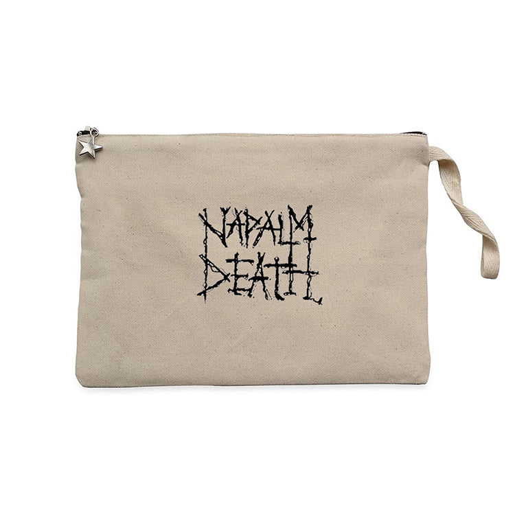 Napalm Death Logo Symboll Krem Clutch Astarlı Cüzdan / El Çantası
