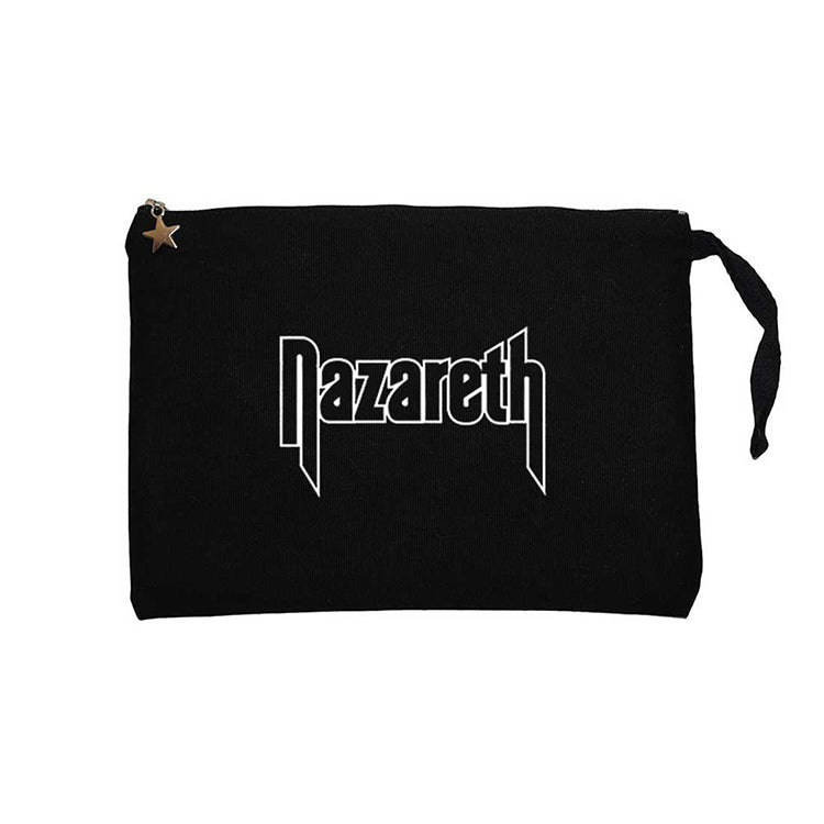 Nazareth Logo Siyah Clutch Astarlı Cüzdan / El Çantası