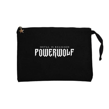 Powerwolf Logo Siyah Clutch Astarlı Cüzdan / El Çantası