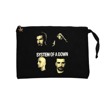 System of a Down Grup Face Siyah Clutch Astarlı Cüzdan / El Çantası