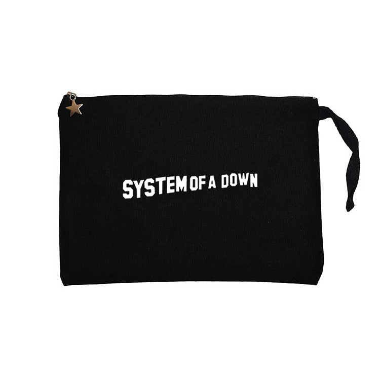 System of a Down Yazı Siyah Clutch Astarlı Cüzdan / El Çantası