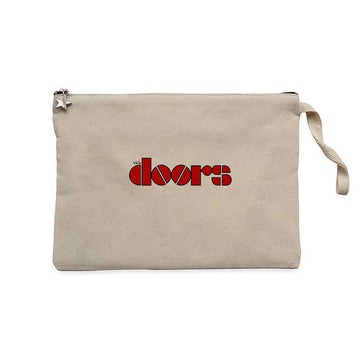 The Doors Logo Red Krem Clutch Astarlı Cüzdan / El Çantası