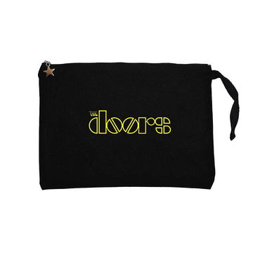 The Doors Logo Yellow Siyah Clutch Astarlı Cüzdan / El Çantası