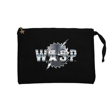 WASP Logo Siyah Clutch Astarlı Cüzdan / El Çantası