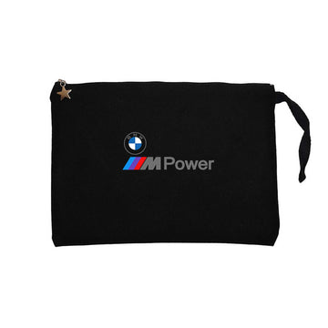 BMW Logo M Power Yazı Siyah Clutch Astarlı Cüzdan / El Çantası