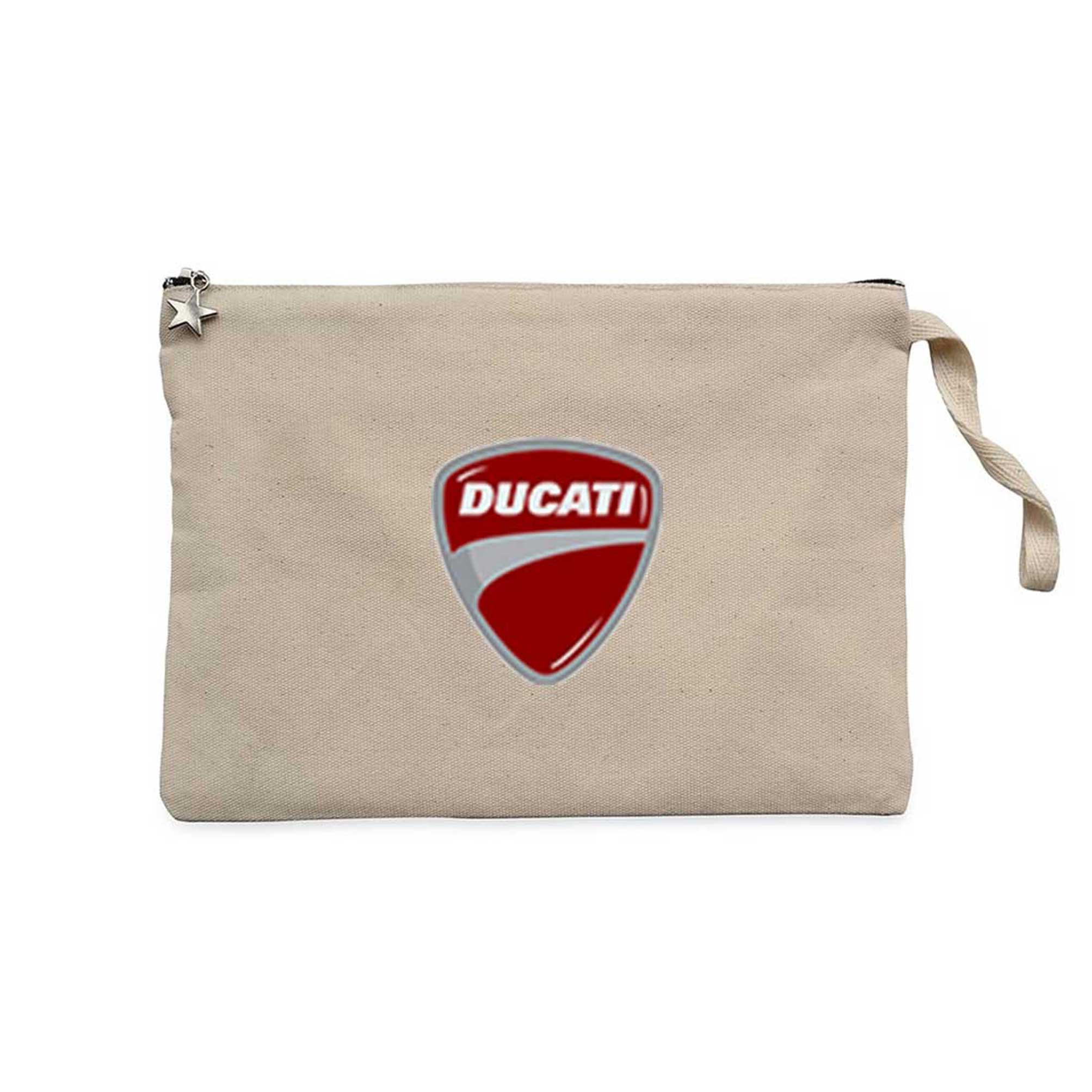 Ducati Multistrada Logo Krem Clutch Astarlı Cüzdan / El Çantası