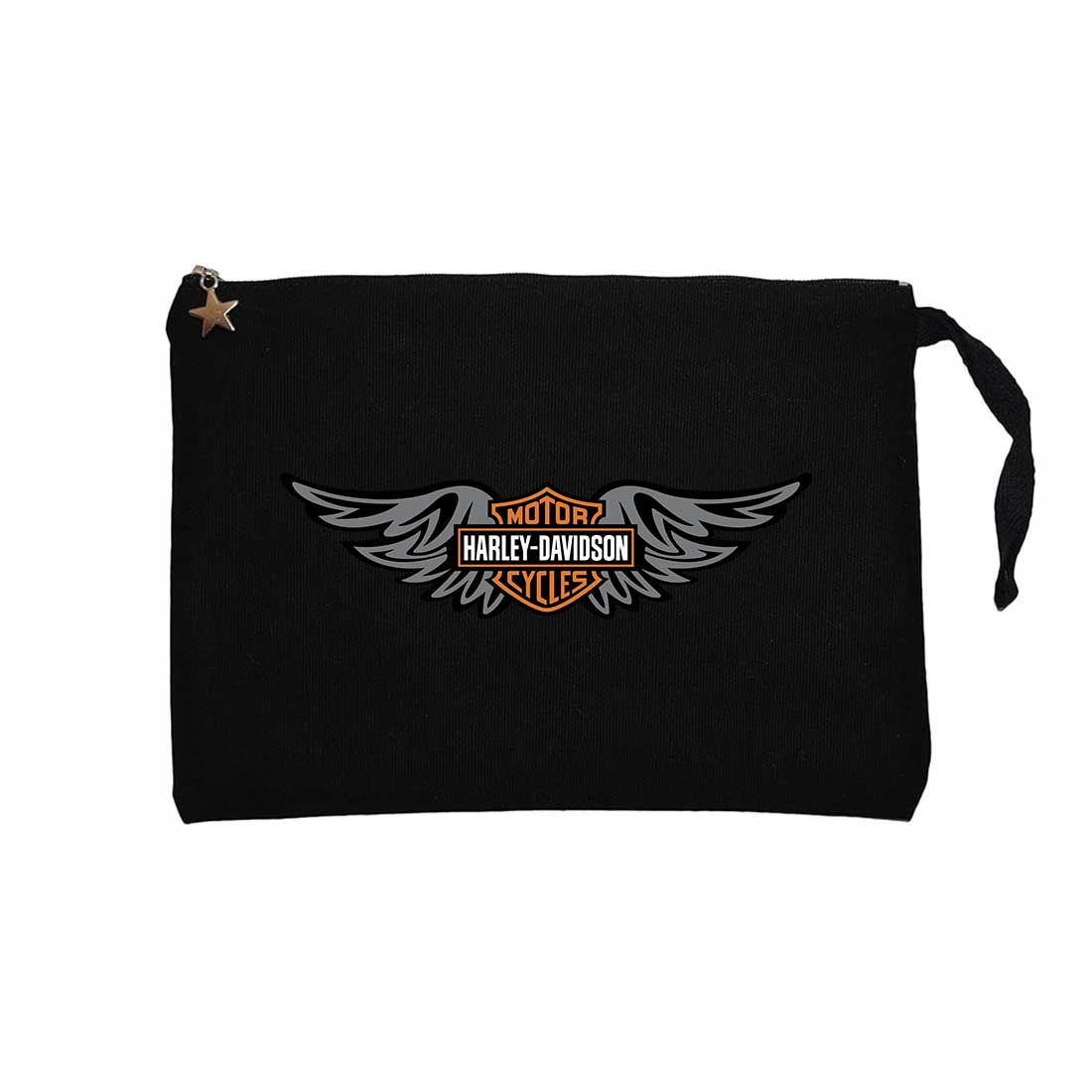 Harley Davidson Wings Siyah Clutch Astarlı Cüzdan / El Çantası