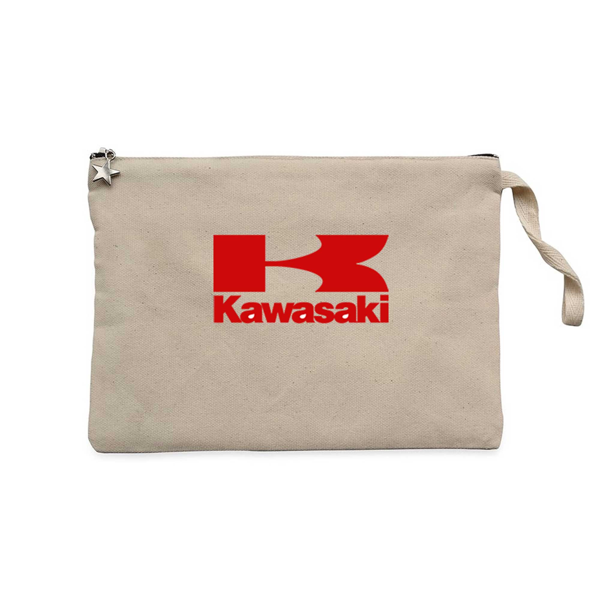 Kawasaki Red Logo Krem Clutch Astarlı Cüzdan / El Çantası