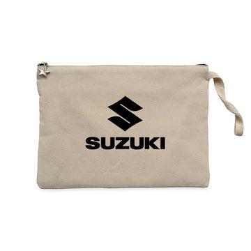 Suzuki Logo Text Black Krem Clutch Astarlı Cüzdan / El Çantası