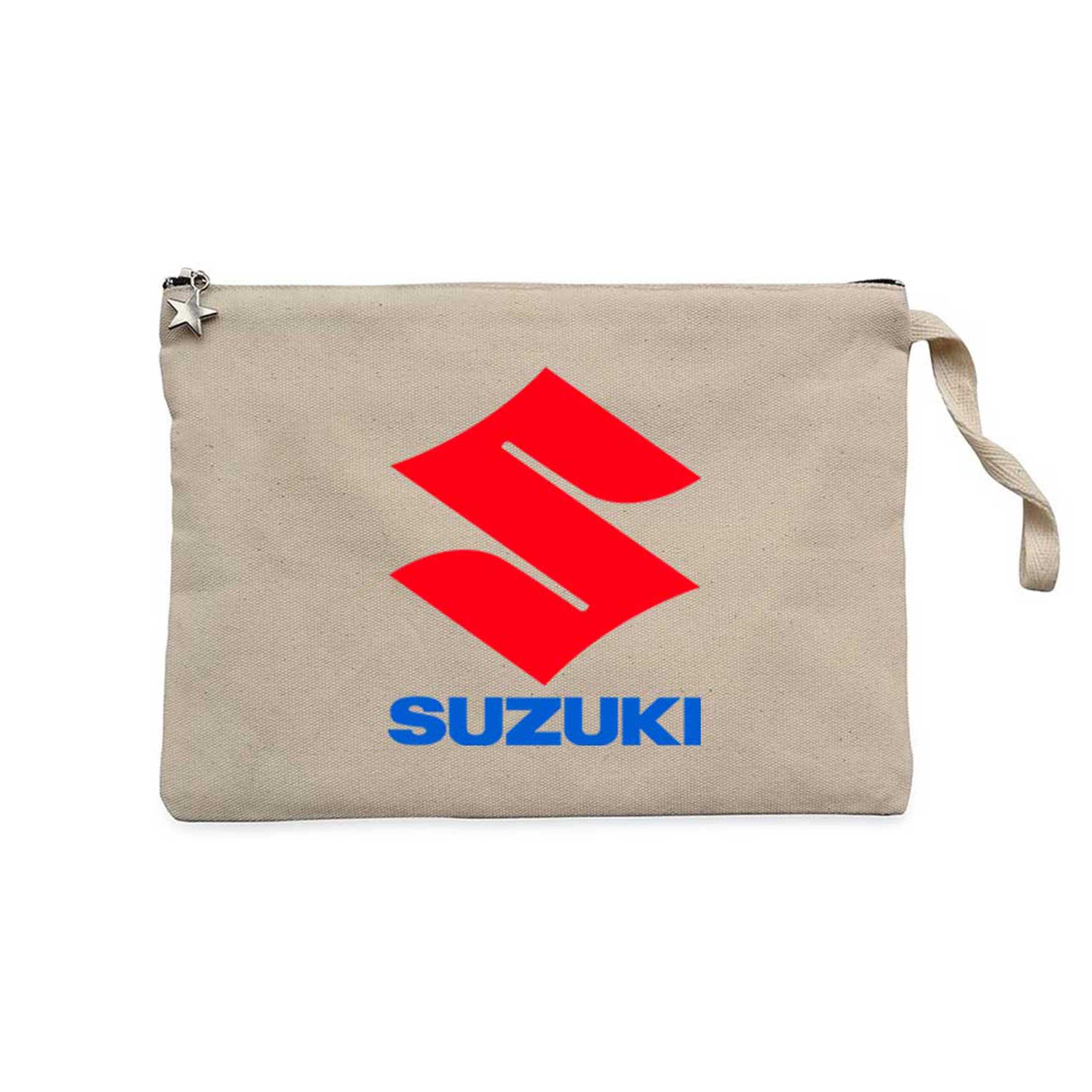 Suzuki Logo Text Krem Clutch Astarlı Cüzdan / El Çantası