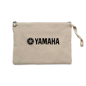 Yamaha LogoText Krem Clutch Astarlı Cüzdan / El Çantası