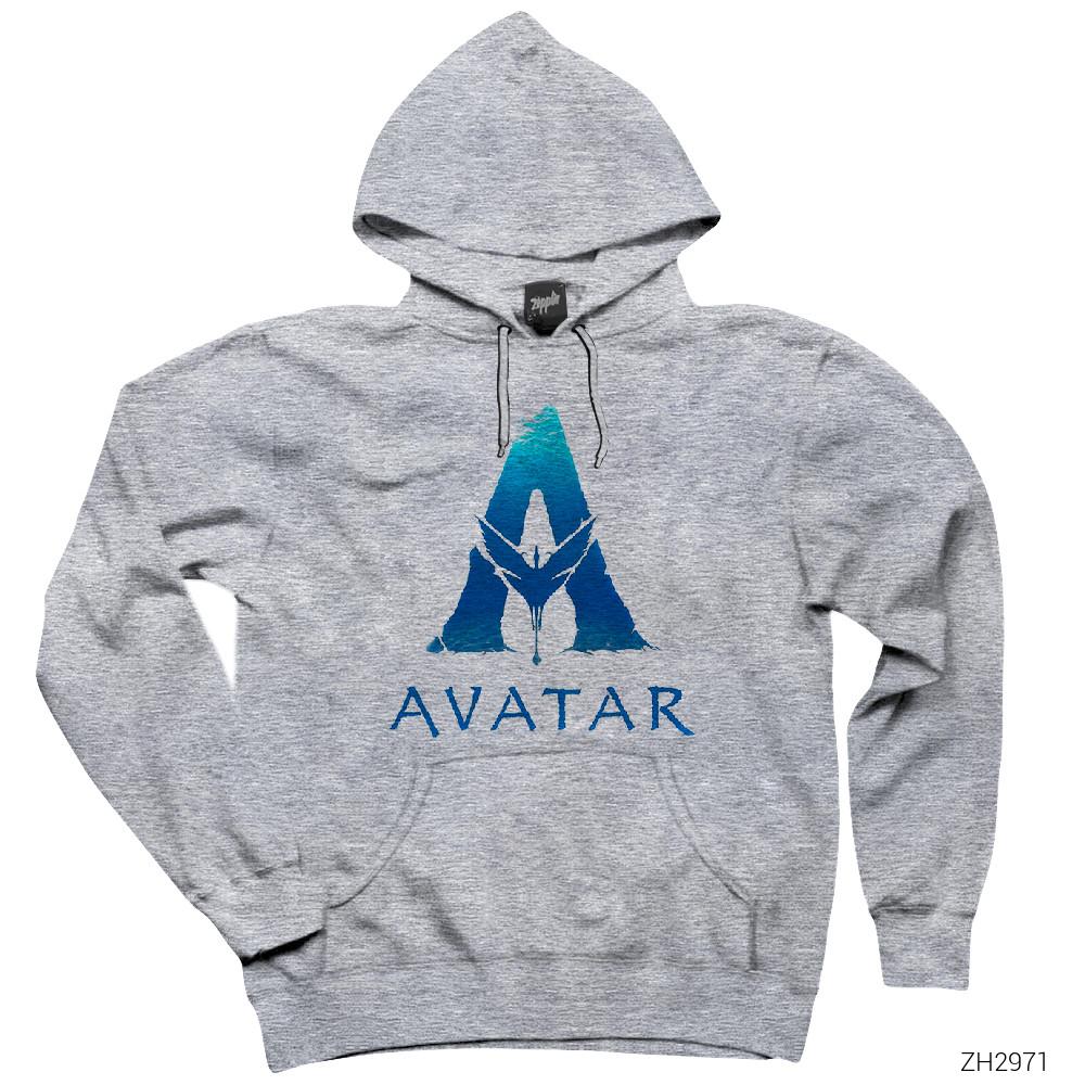 Avatar 2 Logo Gri Kapşonlu Sweatshirt Hoodie