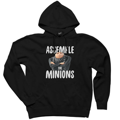 Minions Assemble The Minions Siyah Kapşonlu Sweatshirt Hoodie