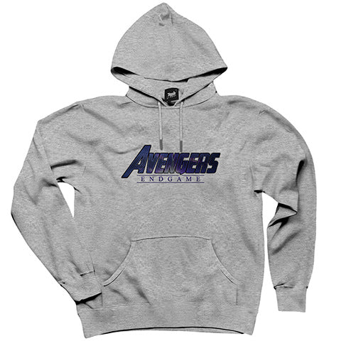 Avengers End Game Logo 3 Gri Kapşonlu Sweatshirt Hoodie